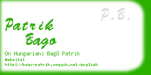 patrik bago business card